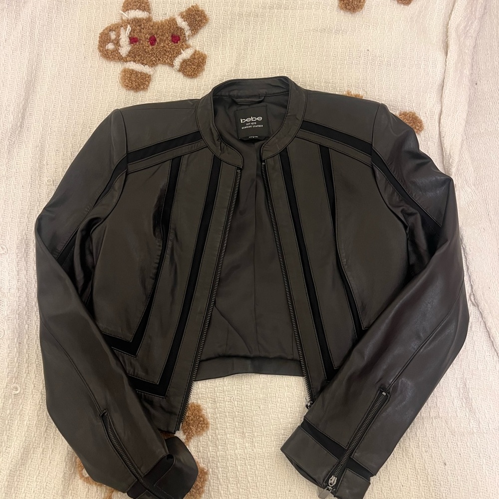 Bebe black leather jacket